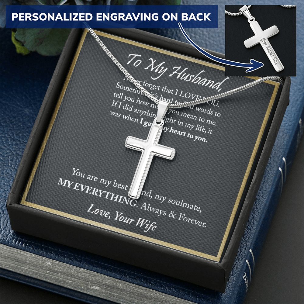 Husband And Wife Cross Necklace, To My Husband Cross Necklace From Wife, Soulmate, Gift Necklace For Husband, Wife To Husband Cross Necklace, Gift Necklace For Husband Jewelry Gift For Men, Mans Personalized Cross Necklace 2222