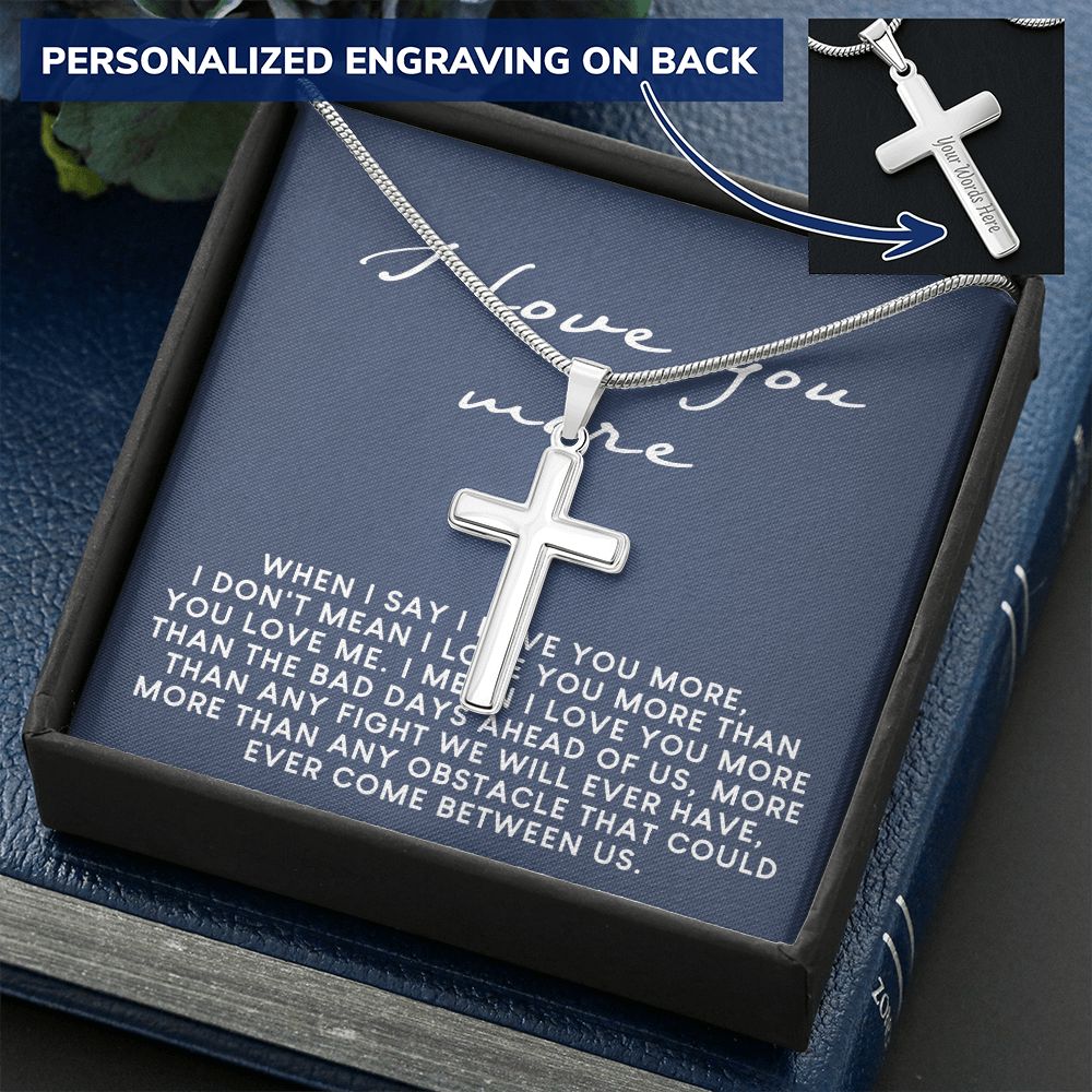 Romantic Gifts For Him, To My Man Necklace From Girl Woman, Soulmate Jewelry For Men Stainless Artisan Crafted Cross Necklace with Message Card Luxury Box, Jewelry Gift For Men, Mans Gift Necklace