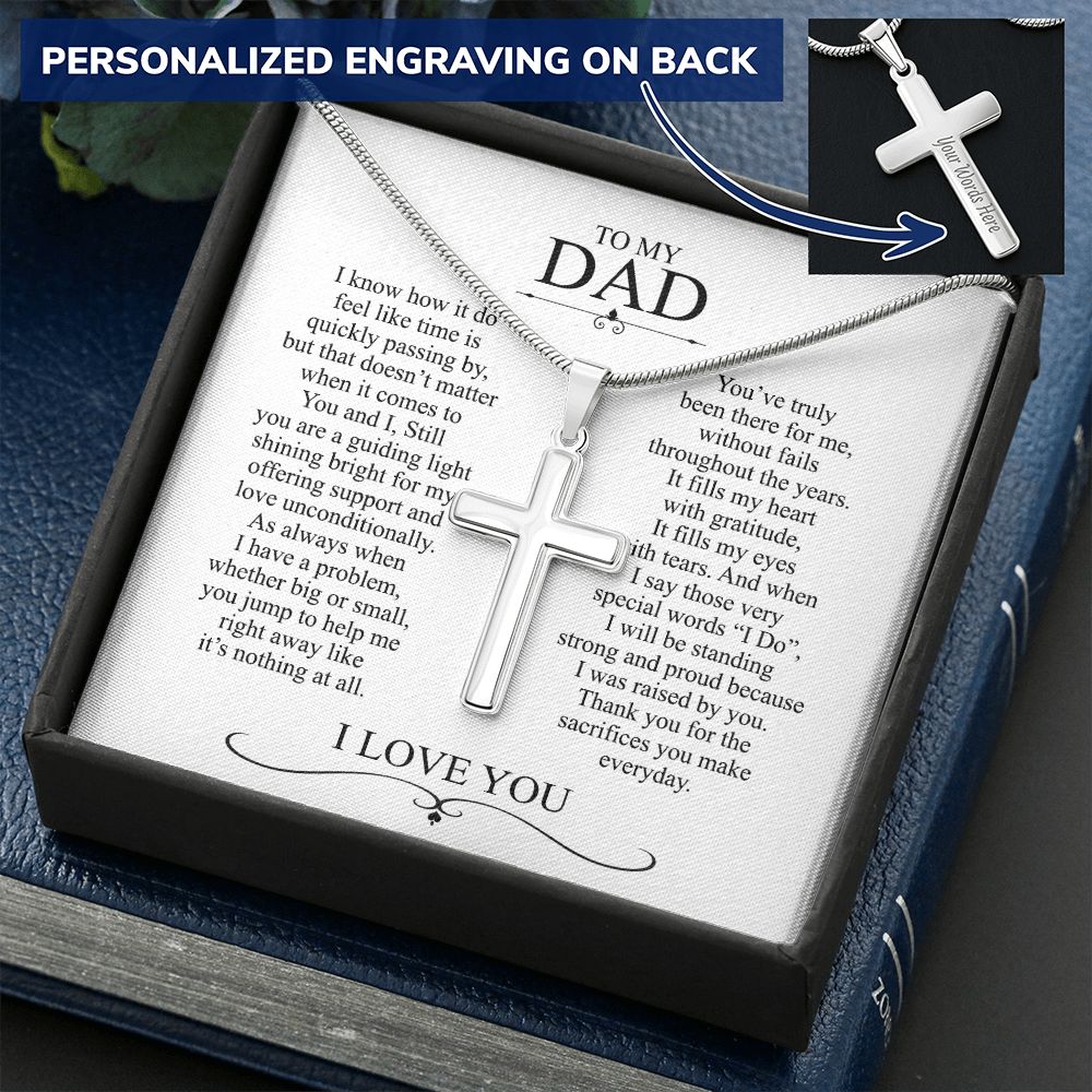 To My Dad Cross Necklace Gift For Dad On Happy Father's Day Jewelry For Men Gift Personalized Cross Necklace