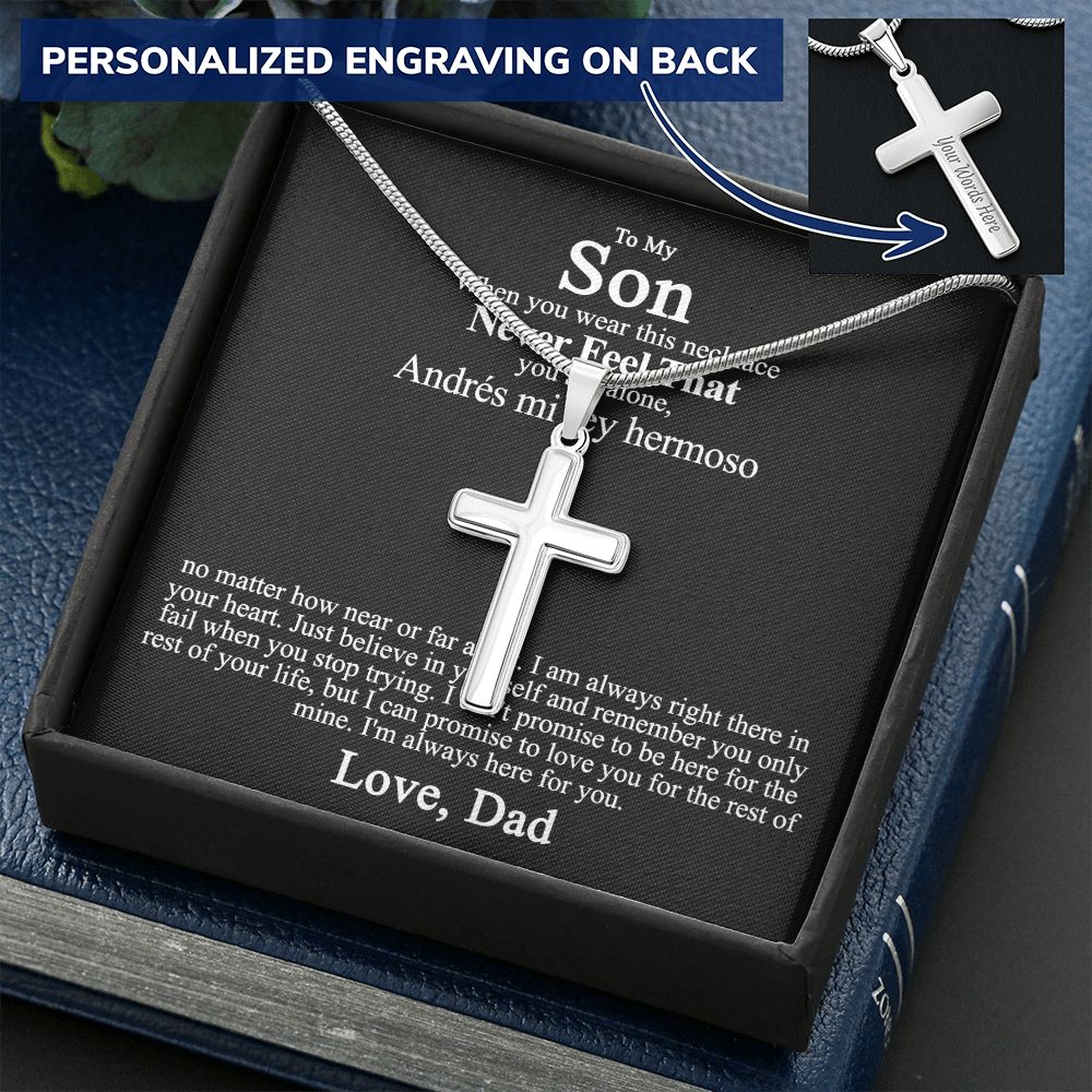 To My Son Necklace From Mom, Son Gifts From Mom and Dad, Mother and Son Necklace, Birthday Gift For My Son Graduation Christmas Faith Cross Necklace Present2 Personalized Cross Necklace