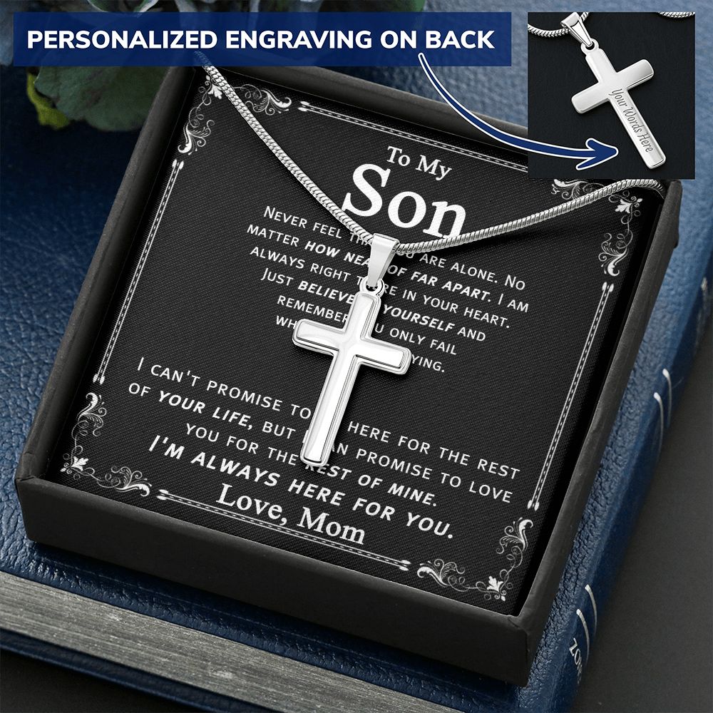 Mother And Son Gift Cross Necklace, To My Son Cross Necklace From Mom, Mother to Son Gift Necklace Mom and Son Gift Cross Necklace For Son From Mom, Mother Son Cross Jewelry for Men Boys Personalized Cross Necklace 2222