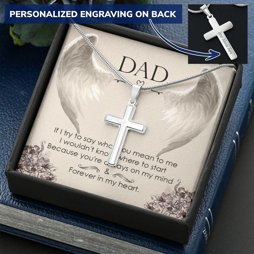 To My Dad Wings Necklace Pendant Gift From Daughter Or Son Necklace If I Try To Say Happy Father's Day, To Dad Father In Law Gifts On Birthday Anniversary