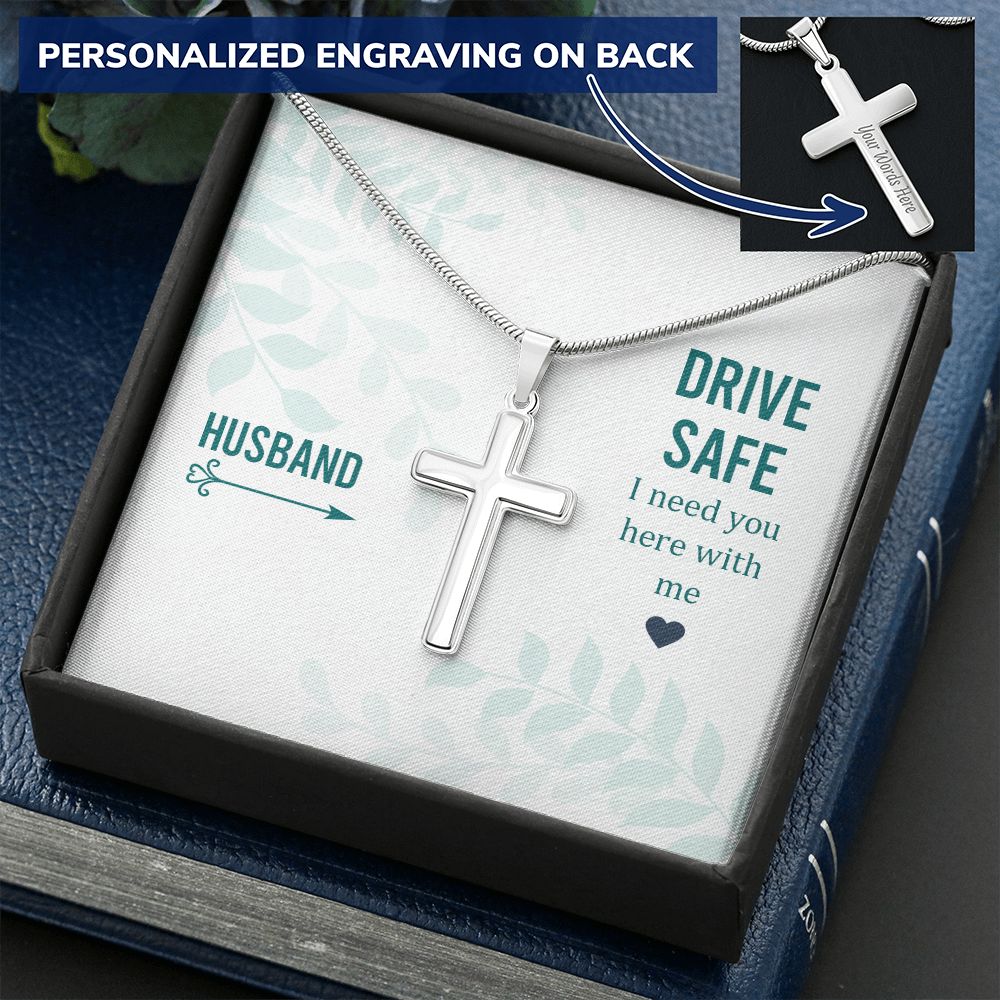 To My Husband Cross Necklace, Husband Necklace from Wife, Gifts For Husband From Wife, Gift For Groom From Bride On Wedding Day, Aniversary Birthday Gift For Him, Valentine Gift for Men11 Personalized Cross Necklace