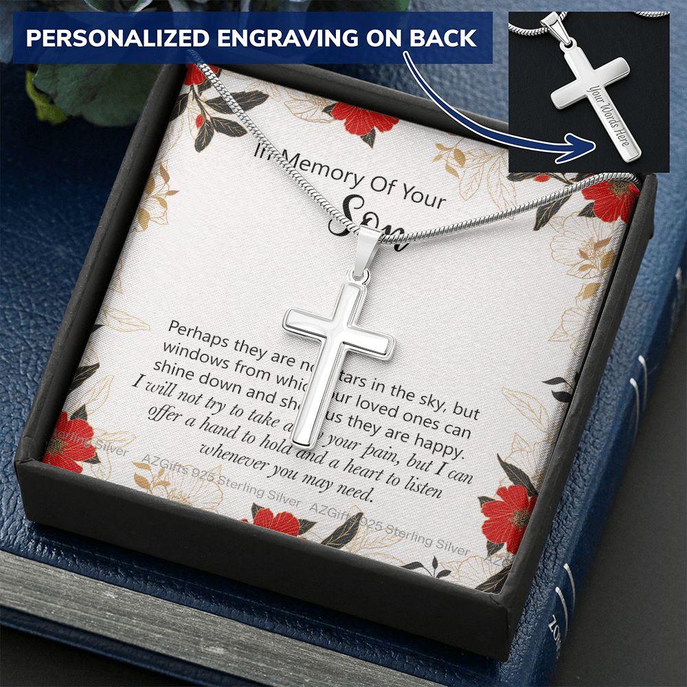 In Memory Of Your Son Gift, Sympathy Loss Of Son, Memorial Gift For Loss Of Son , Sympathy Gift Loss Of A Son, Loss Of A Son, Loss Of Son Necklace for Women Personalized Cross Necklace