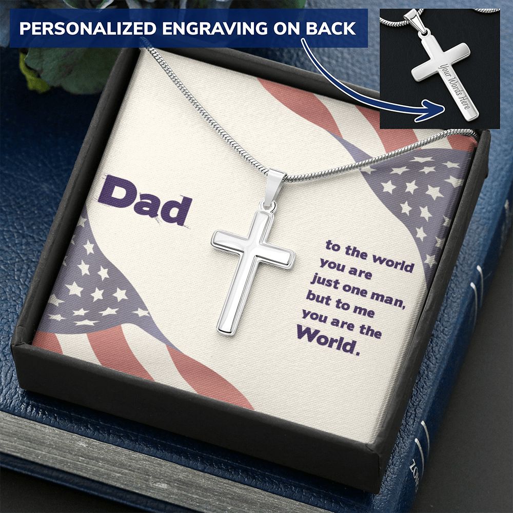 To My Dad Milittary Necklace Pendant Gift From Daughter Or Son Necklace To The World Happy Father's Day, To Dad Father In Law Gifts On Birthday Anniversary
