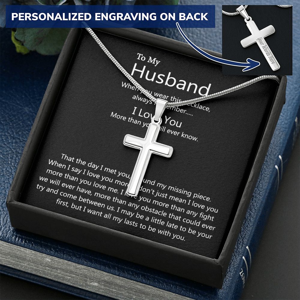 Husband And Wife Cross Necklace, To My Husband Cross Necklace From Wife, Cross Necklace Gift For Husband, Wife To Husband Cross Necklace For Husband Jewelry Gift For Men, Man Gift Necklace For Him Personalized Cross Necklace 2222