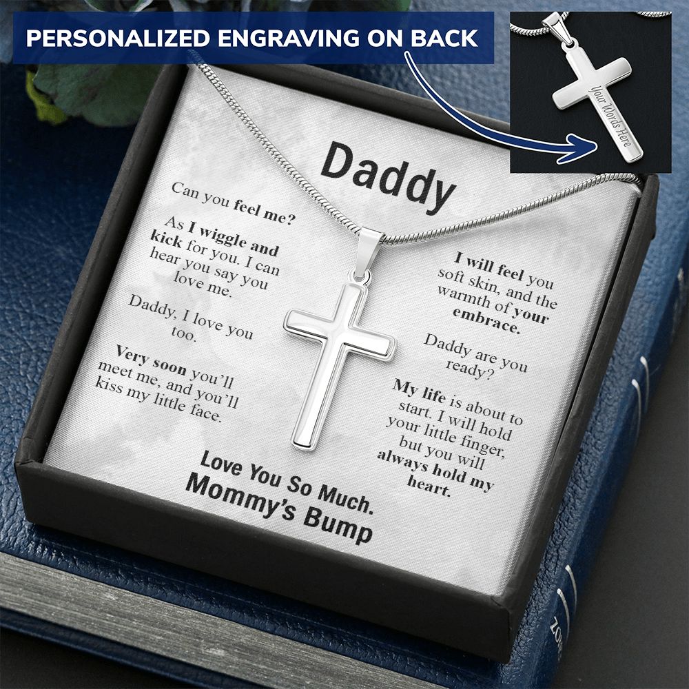 Daddy Gift Necklace, To My Dad Cross Necklace From Daughter, Mommy's Bump Necklace, Father And Daughter Cross Pendant, Jewelry Gift For Men, Mans Gift Necklace To Necklace For Dad From Daughter Personalized Cross Necklace 2222