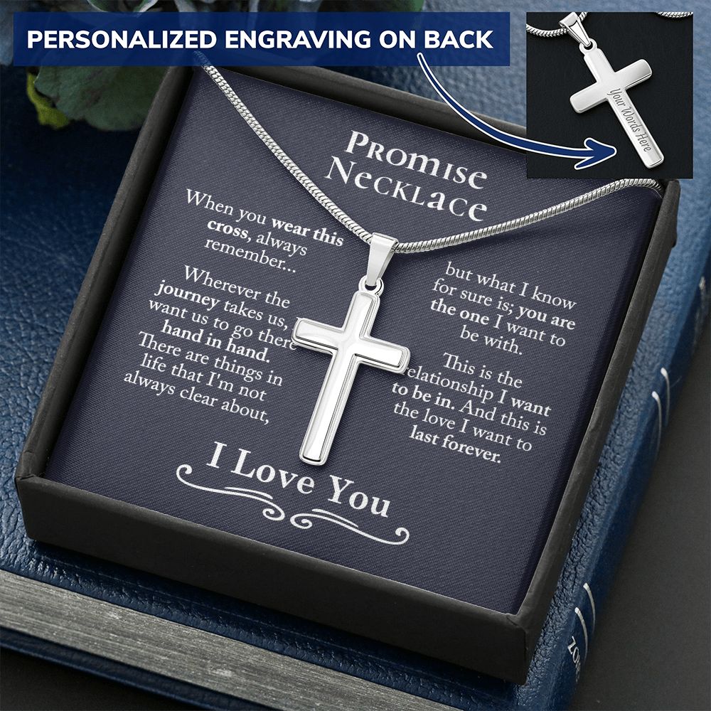Promise Necklace For Him, Promise Gift For Him, Promise Jewelry Rings For Him Jewelry For Men Stainless Artisan Crafted Cross Necklace with Message Card Luxury Box Personalized Cross Necklace