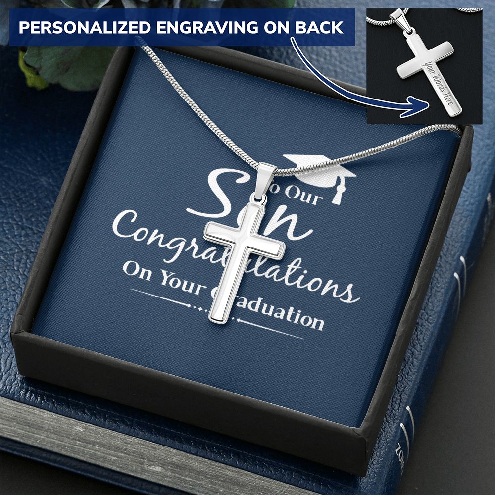 To My Son Necklace From Mom, Son Gifts From Mom and Dad, Mother and Son Necklace, Birthday Gift For My Son Graduation Christmas Faith Cross Necklace Present14 Personalized Cross Necklace