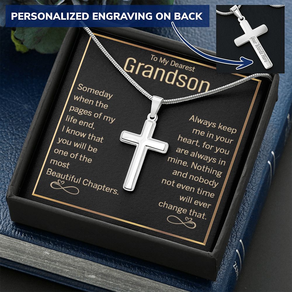 To My Grandson Gift for Grandson Best Birthday Gift Cross Necklace for Grandson 175220747956