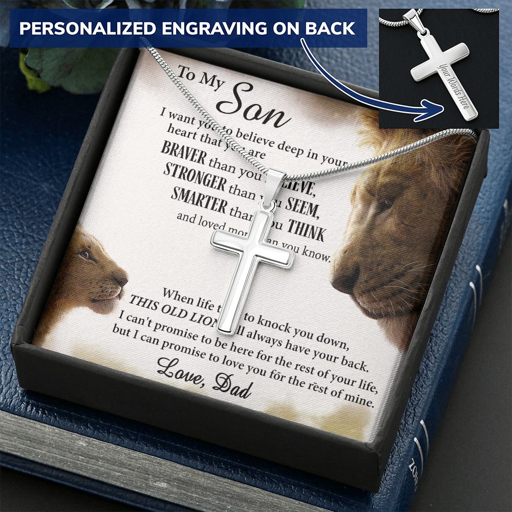 Son Gift Cross Necklace From Dad, To My Son Cross Necklace Love Son Inspirational Gifts Necklace On Birthday Graduation Christmas Holiday Gifts For Son Cross Necklace for Son Gifts From Father Dad Personalized Cross Necklace 2222