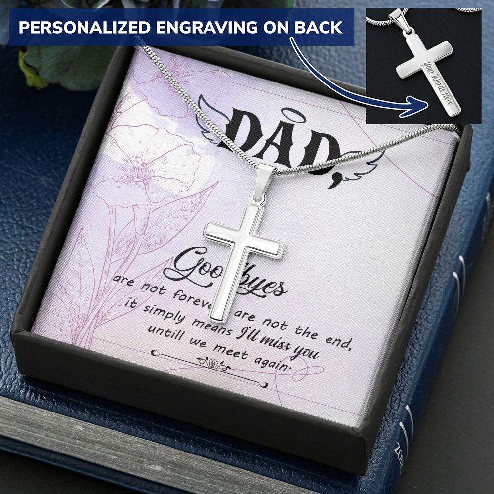 To My Dad Angel Necklace Pendant Gift From Daughter Or Son Necklace Goodbye are Not forever dad Happy Father's Day, To Dad Father In Law Gifts On Birthday Anniversary