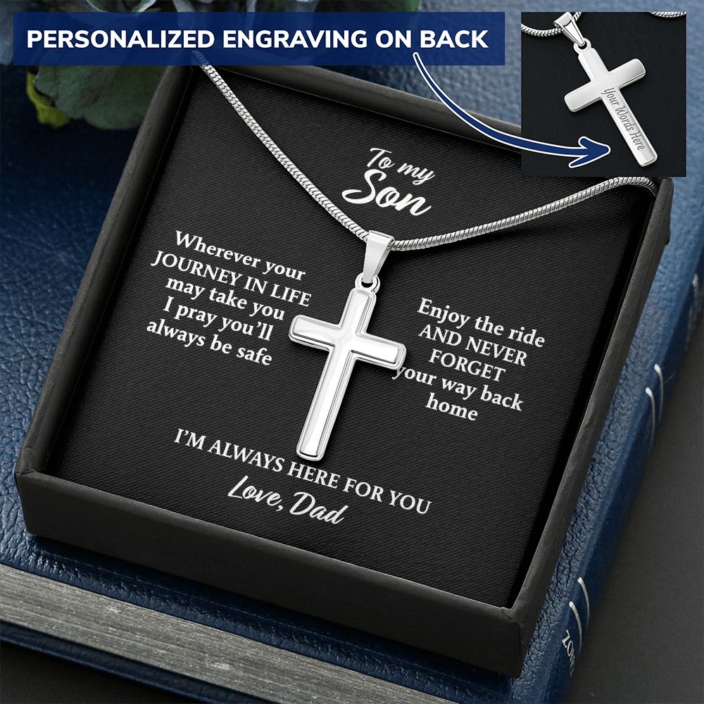 To My Son Necklace From Mom, Son Gifts From Mom and Dad, Mother and Son Necklace, Birthday Gift For My Son Graduation Christmas Faith Cross Necklace Present6 Personalized Cross Necklace