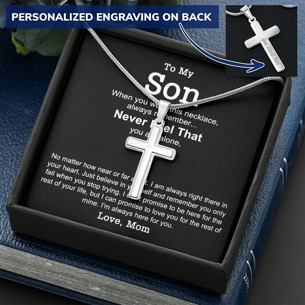 To My Son Cross Necklace from Mom, Gifts Cross Necklace for Son On Christmas, Cross Necklace for Son from Mom, Cross Pendant Gift for Sons from Mothers Jewelry for Son from Mom Birthday Gift for Son Personalized Cross Necklace