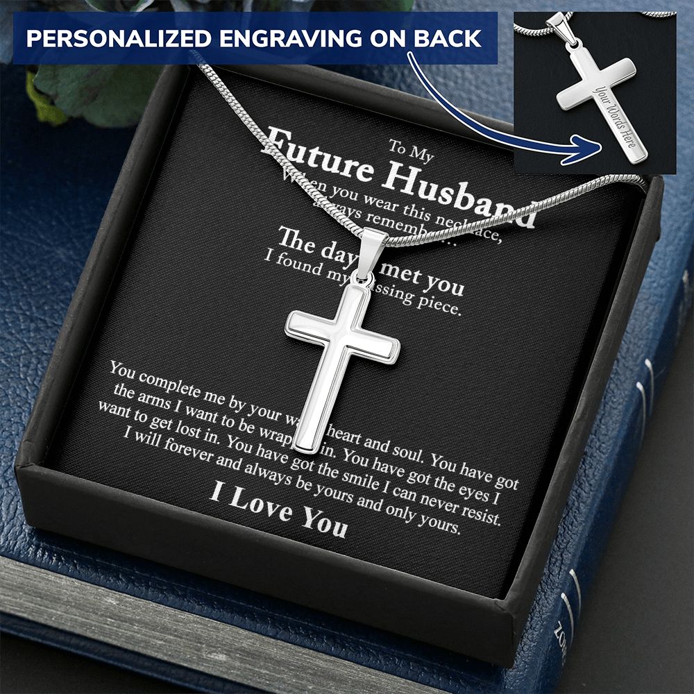 To My Future Husband Cross Necklace From Wife, Husband To Be From Wife Cross Pendant, Jewelry Gift For Men, Mans Gift Necklace, Future Husband And Future Wife Artisan Cross Necklace Gift For Him