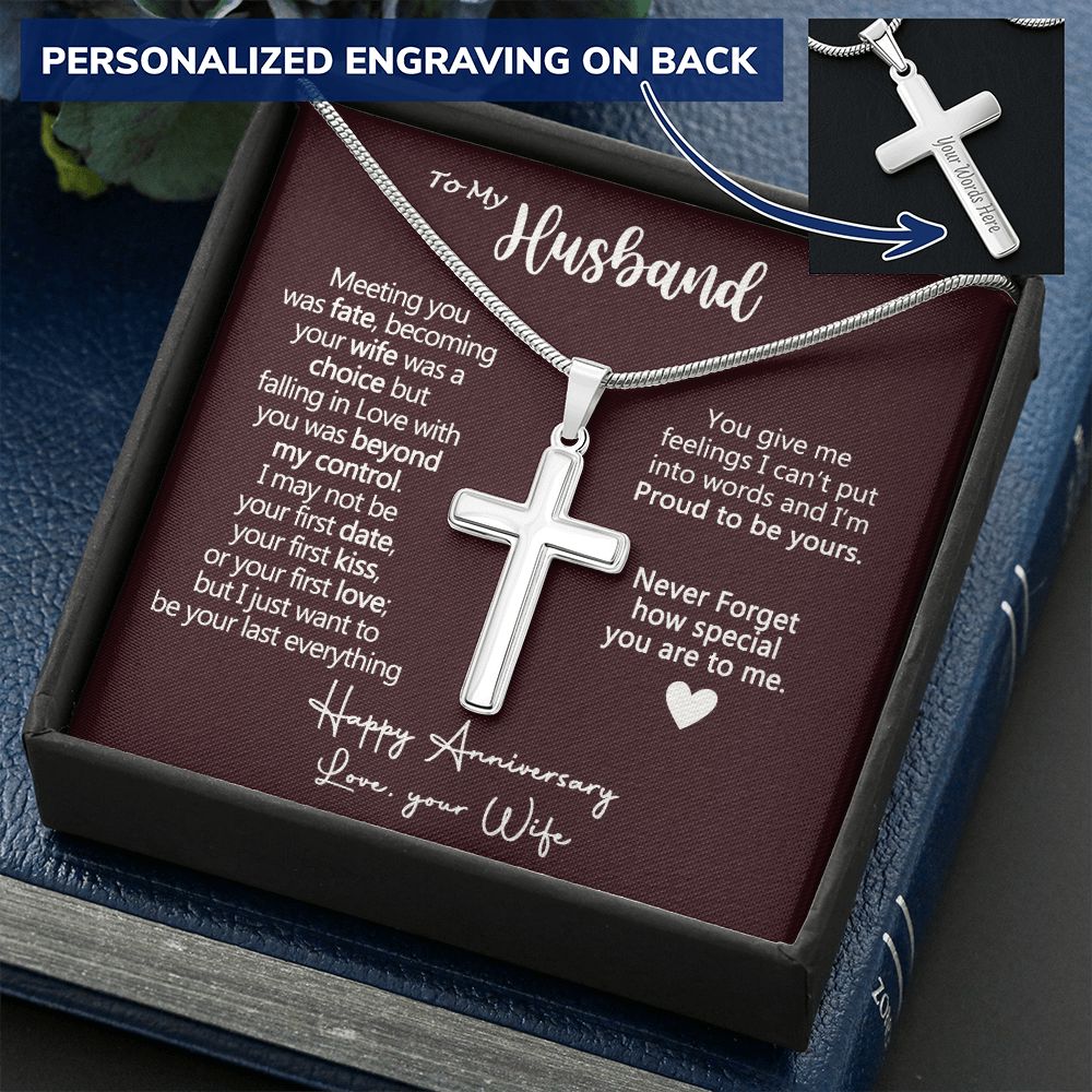 To My Husband Cross Necklace from Wife, Soulmate And Man Cross Necklace, Husband And Wife Necklace Gift, Jewelry Gift For Men, Mans Gift Necklace Gift, Necklace Gift For Husband, Happy Necklace Personalized Cross Necklace 2222