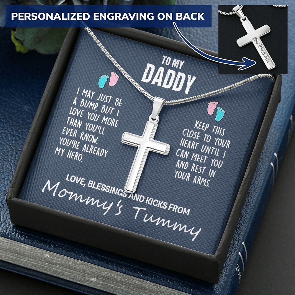 Jewelry For Mens - Father and Daughter To My My Daddy Necklace Cross Necklace Luxury Jewelry On Birthday, Christmas, Father's Day Necklace Pendant Jewelry For Dad Cross Necklace And Message Personalized Cross Necklace