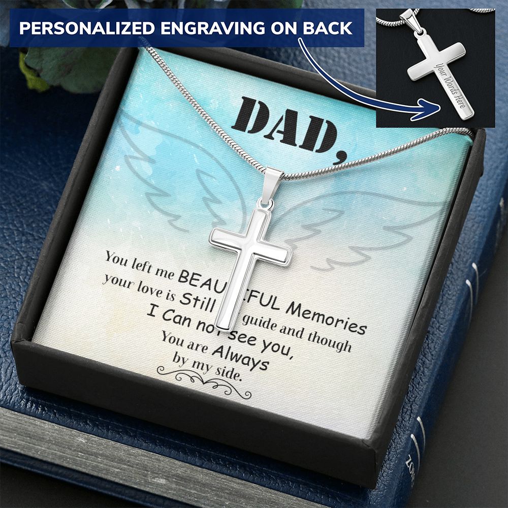 To My Dad Angel Necklace Pendant Gift From Daughter Or Son Necklace Always By My Side Happy Father's Day, To Dad Father In Law Gifts On Birthday Anniversary