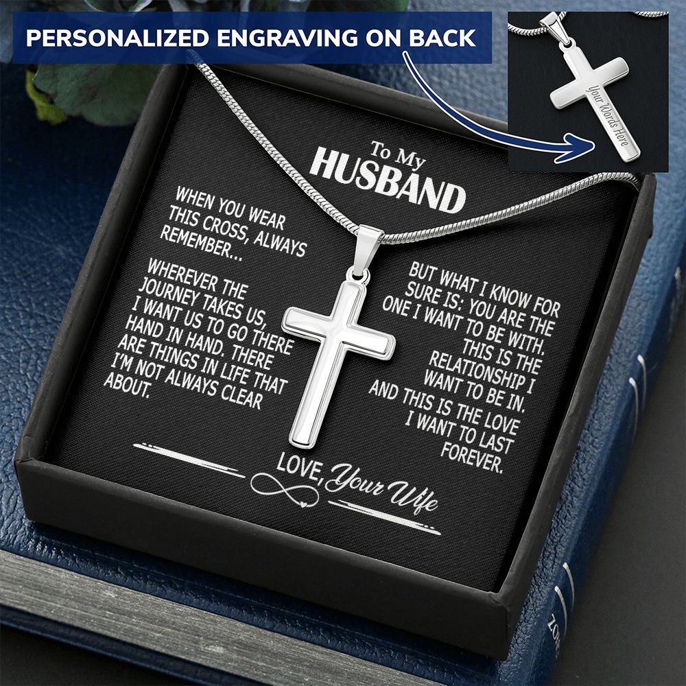 To My Husband Cross Necklace From Wife, Wife And Husband Necklace Pendant, Jewelry Gift For Men, Mans Gift Necklace For Him, Husband Gift Necklace, Wife To Husband Cross Pendant, Husband Gift Personalized Cross Necklace 2222