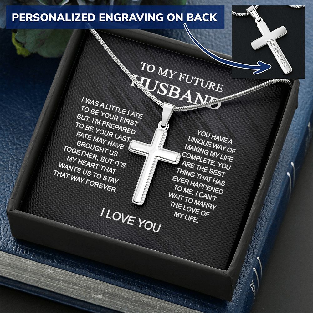 To My Husband Cross Necklace, Husband Necklace from Wife, Gifts For Husband From Wife, Gift For Groom From Bride On Wedding Day, Aniversary Birthday Gift For Him, Valentine Gift for Men8 Personalized Cross Necklace