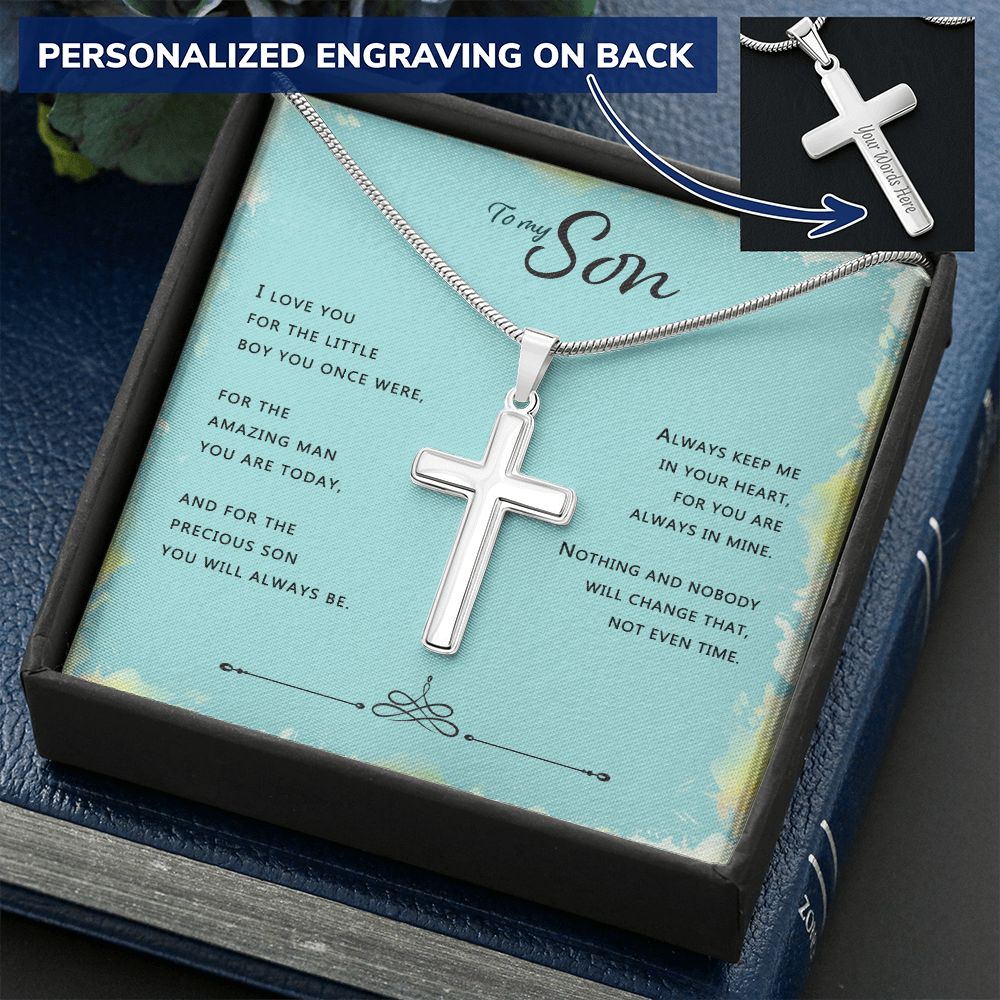 To My Son Cross Necklace From Mom, Cross Necklace Gift For Son From Dad And Mom, Mother To Son Cross Necklace, Jewelry Gift For Men, Artisan Crafted Cross Necklace Gift For Son, Boys Necklace Gift Personalized Cross Necklace 2222