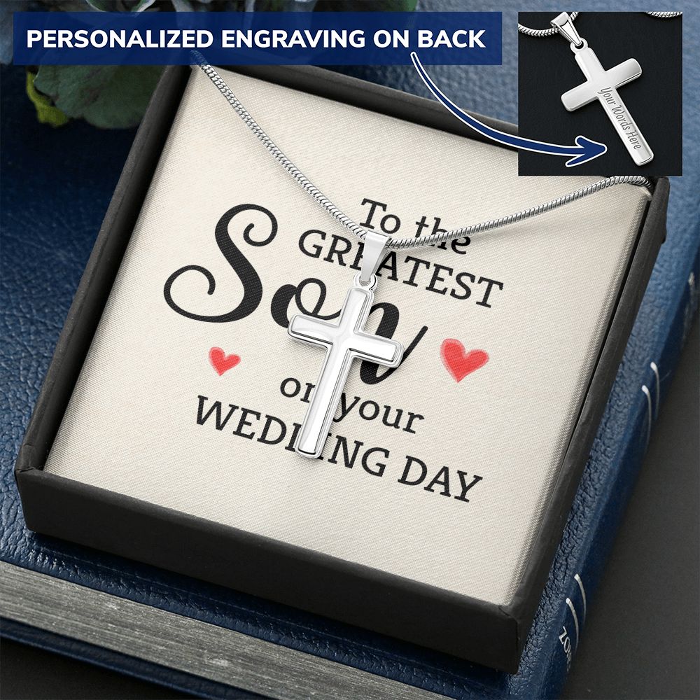 To My Son Necklace From Mom, Son Gifts From Mom and Dad, Mother and Son Necklace, Birthday Gift For My Son Graduation Christmas Faith Cross Necklace Present12 Personalized Cross Necklace