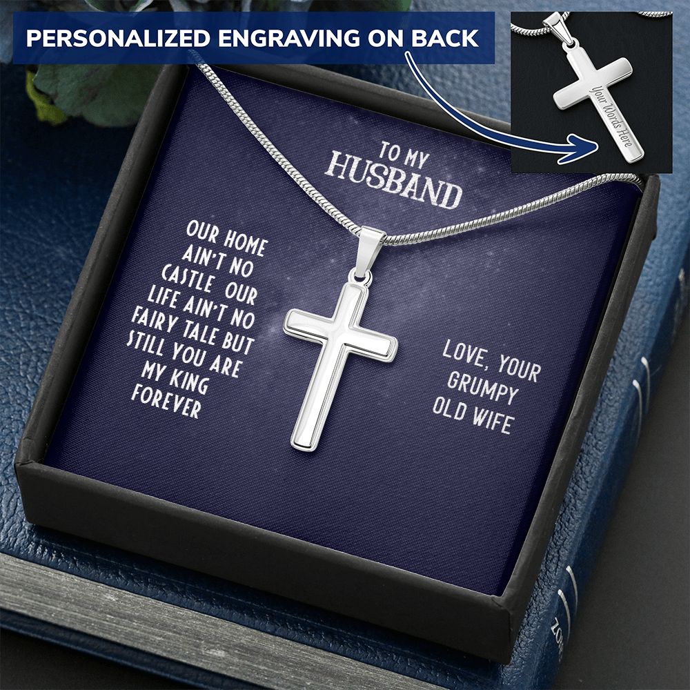 To My Husband Cross Necklace, Husband Necklace from Wife, Gifts For Husband From Wife, Gift For Groom From Bride On Wedding Day, Aniversary Birthday Gift For Him, Valentine Gift for Men10 Personalized Cross Necklace