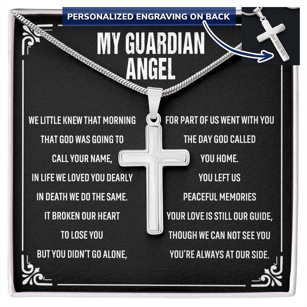 My Guardian Angel Cross Pendant Necklace Gift for Man, To My Son Cross Necklace From Mom, Jewelry Gift For my Son, Mother And Son Cross Necklace, Jewelry Gift For Boys, Men Cross Pendant Gift Personalized Cross Necklace