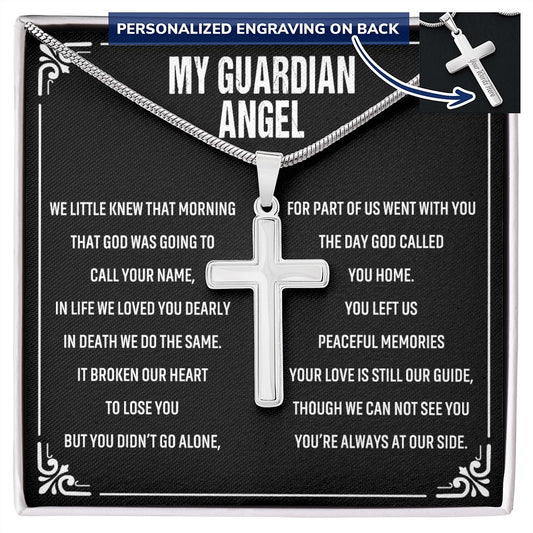 My Guardian Angel Cross Pendant Necklace Gift for Man, To My Son Cross Necklace From Mom, Jewelry Gift For my Son, Mother And Son Cross Necklace, Jewelry Gift For Boys, Men Cross Pendant Gift Personalized Cross Necklace