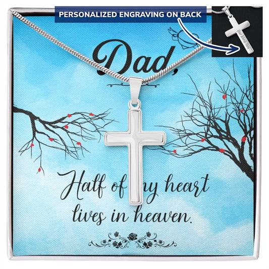 To My Dad Necklace Pendant Gift From Daughter Or Son Necklace Half of my heart Happy Father's Day, To Dad Father In Law Gifts On Birthday Anniversary