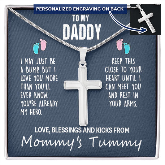 Jewelry For Mens - Father and Daughter To My My Daddy Necklace Cross Necklace Luxury Jewelry On Birthday, Christmas, Father's Day Necklace Pendant Jewelry For Dad Cross Necklace And Message Personalized Cross Necklace