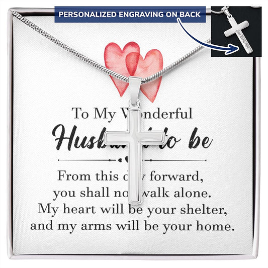 To My Husband Cross Necklace, Husband Necklace from Wife, Gifts For Husband From Wife, Gift For Groom From Bride On Wedding Day, Aniversary Birthday Gift For Him, Valentine Gift for Men13 Personalized Cross Necklace