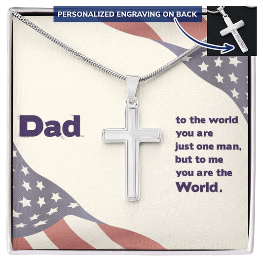 To My Dad Milittary Necklace Pendant Gift From Daughter Or Son Necklace To The World Happy Father's Day, To Dad Father In Law Gifts On Birthday Anniversary