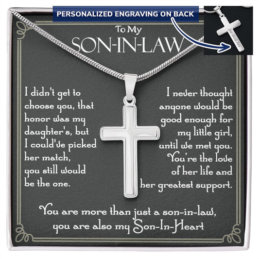 Mother to Son-in-law Cross Pendant Necklace for Son-in-law From Mom Wedding Gift Personalized Necklace, Message Card Jewelry, To My Son In Law Gift From Mom, Son-in-law Cross Necklace Pendant2 Personalized Cross Necklace