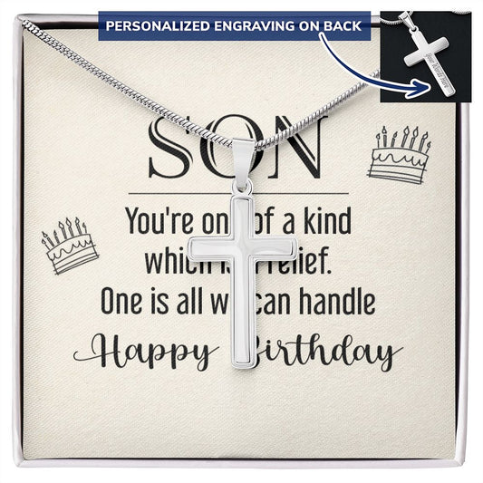 To My Son Necklace From Mom, Son Gifts From Mom and Dad, Mother and Son Necklace, Birthday Gift For My Son Graduation Christmas Faith Cross Necklace Present718 Personalized Cross Necklace