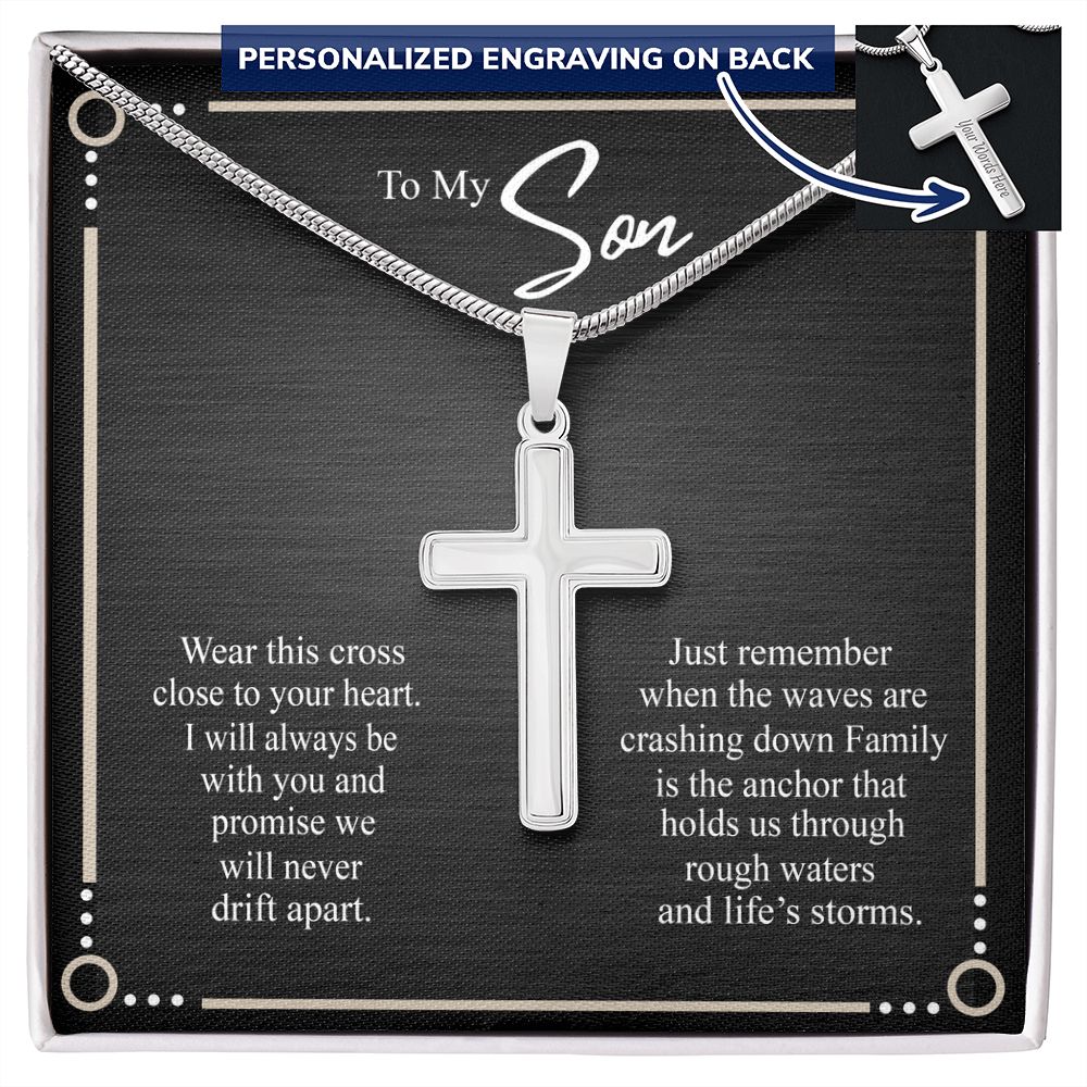 To My Son Necklace From Mom, Son Gifts From Mom and Dad, Mother and Son Necklace, Birthday Gift For My Son Graduation Christmas Faith Cross Necklace Present9 Personalized Cross Necklace