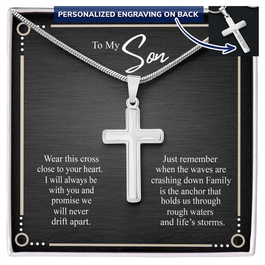 To My Son Necklace From Mom, Son Gifts From Mom and Dad, Mother and Son Necklace, Birthday Gift For My Son Graduation Christmas Faith Cross Necklace Present9 Personalized Cross Necklace