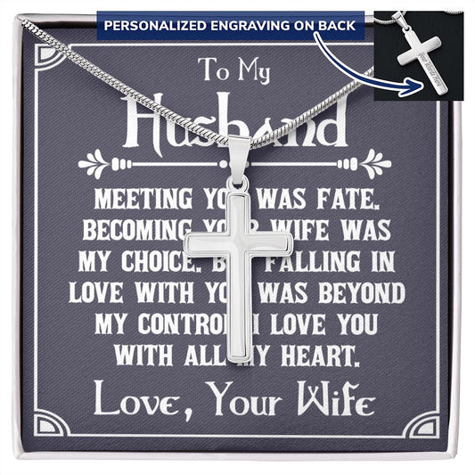 To My Husband Necklace, Necklace For Husband, Gift For Husband, Gift For Man, Jewelry for Him, Necklace For Man, Valentine, Birthday, Christmas, Anniversary Jewelry for Men2 Personalized Cross Necklace