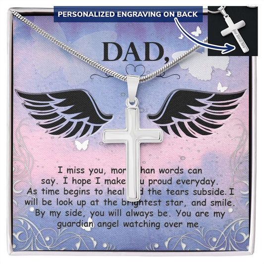 To My Dad Wings Necklace Pendant Gift From Daughter Or Son Necklace I Miss You More Than Happy Father's Day, To Dad Father In Law Gifts On Birthday Anniversary