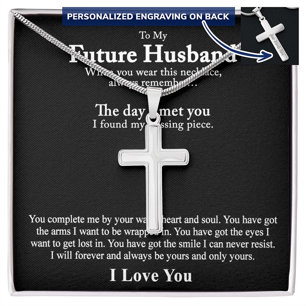 To My Future Husband Cross Necklace From Wife, Husband To Be From Wife Cross Pendant, Jewelry Gift For Men, Mans Gift Necklace, Future Husband And Future Wife Artisan Cross Necklace Gift For Him
