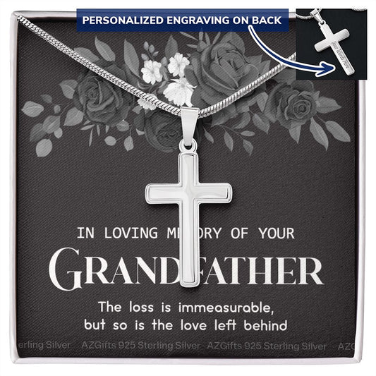 Grandfather Memorial Gift, Loss Of Grandfather, Loss Grandfather, Loss Of A Family Member, Memorial Gift For Loss Of, Grandpa Memorial Keepsake Jewelry, Necklace for Women Personalized Cross Necklace