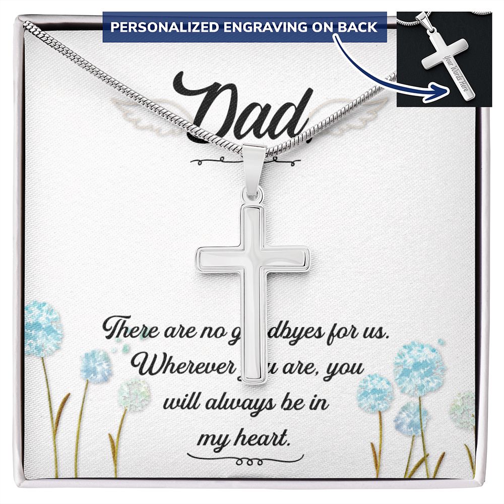 To My Dad Wings Necklace Pendant Gift From Daughter Or Son Necklace There Are No Goodbyes Happy Father's Day, To Dad Father In Law Gifts On Birthday Anniversary