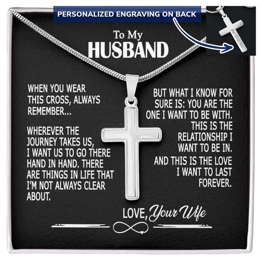 To My Husband Cross Necklace, Husband Necklace from Wife, Gifts For Husband From Wife, Gift For Groom From Bride On Wedding Day, Aniversary Birthday Gift For Him, Valentine Gift for Men6 Personalized Cross Necklace