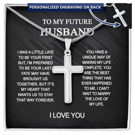 To My Husband Cross Necklace, Husband Necklace from Wife, Gifts For Husband From Wife, Gift For Groom From Bride On Wedding Day, Aniversary Birthday Gift For Him, Valentine Gift for Men8 Personalized Cross Necklace