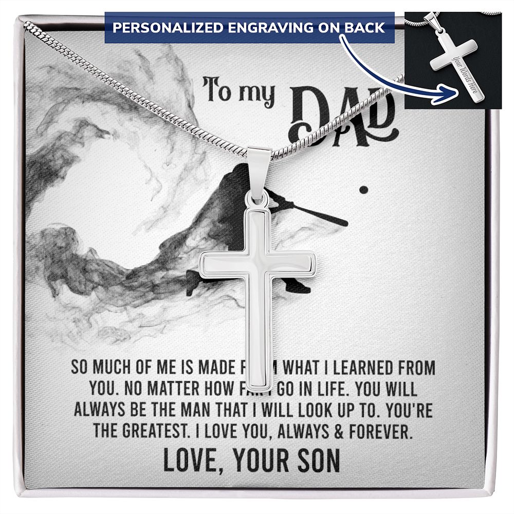 To My Dad Cross Necklace Gift for Men Dad Father Gift Necklace from Son Daughter Jewelry for Father Birthday Gift for Dad Baseball Gift for Men Father Son Gifts, Baseball Cross Necklace Gift For Dad Personalized Cross Necklace