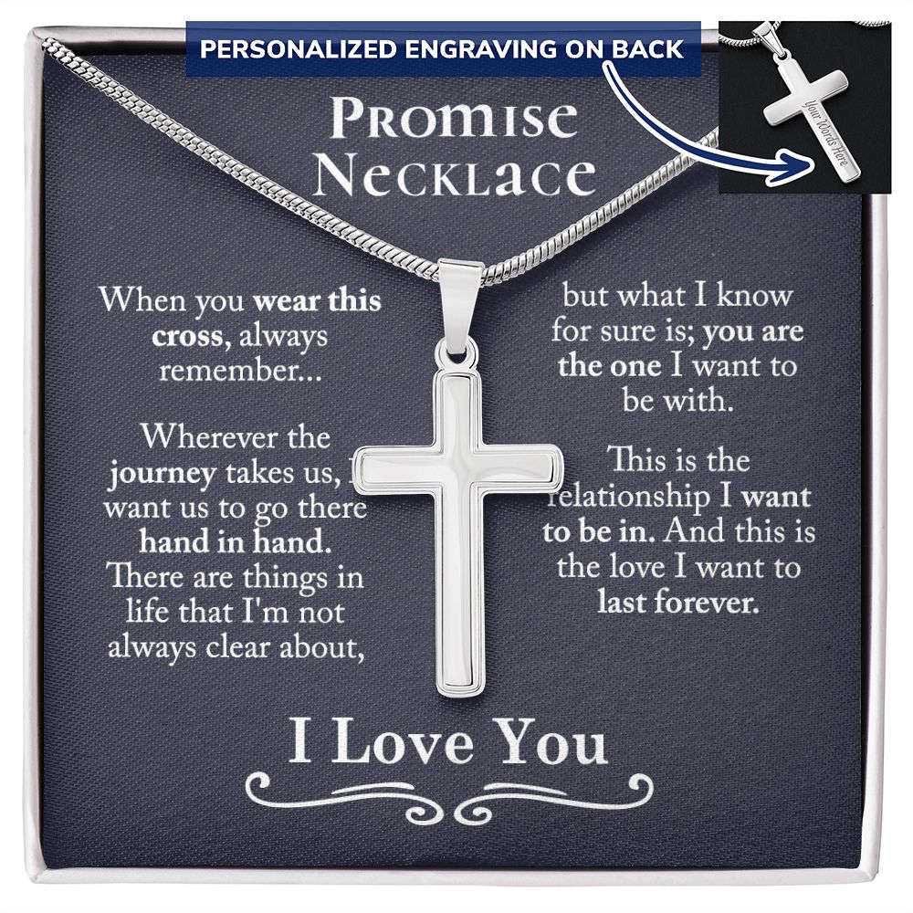 Promise Necklace For Him, Promise Gift For Him, Promise Jewelry Rings For Him Jewelry For Men Stainless Artisan Crafted Cross Necklace with Message Card Luxury Box Personalized Cross Necklace