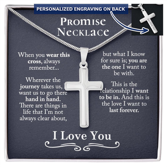 Promise Necklace For Him, Promise Gift For Him, Promise Jewelry Rings For Him Jewelry For Men Stainless Artisan Crafted Cross Necklace with Message Card Luxury Box Personalized Cross Necklace