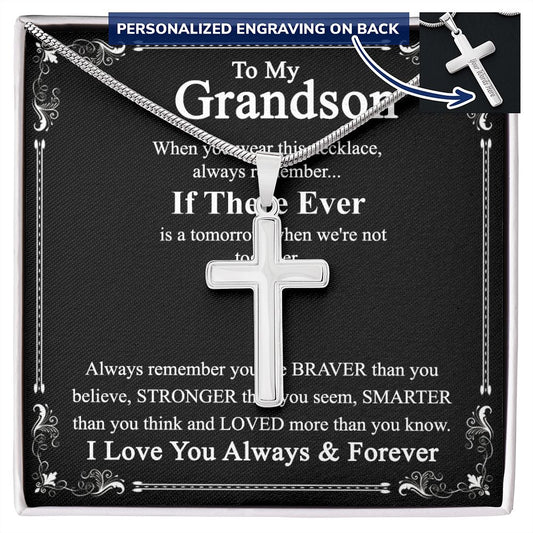 Grandson Gift Cross Necklace for Grandson, Keepsake Gifts Cross Necklace for Grandsons, Personalized Gifts Cross Necklace for Grandson Christmas Birthday Gift for Grandson, Jewelry Gift For Boy Personalized Cross Necklace 2222