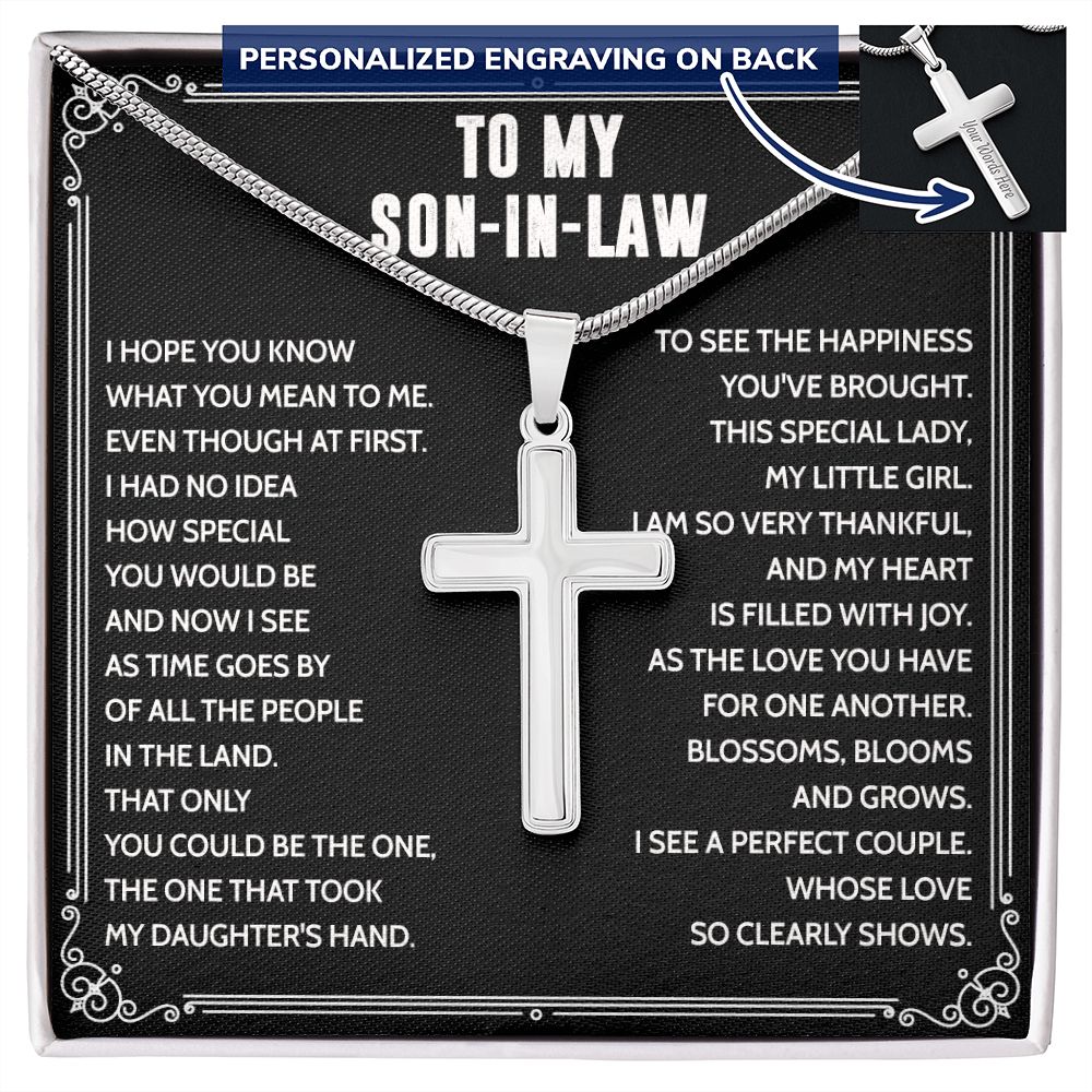 To My Son-in-law Cross Necklace From Mom, Jewelry Gift for Son-in-law From Mom, Wedding Gift Cross Necklace Personalized Gift Necklace For Son-in-law Gift Cross Necklace, Jewelry Gift For Boys Personalized Cross Necklace 2222