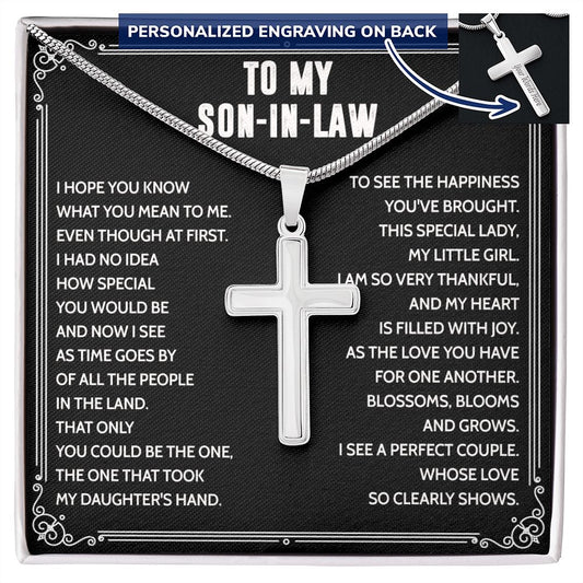 To My Son-in-law Cross Necklace From Mom, Jewelry Gift for Son-in-law From Mom, Wedding Gift Cross Necklace Personalized Gift Necklace For Son-in-law Gift Cross Necklace, Jewelry Gift For Boys Personalized Cross Necklace 2222
